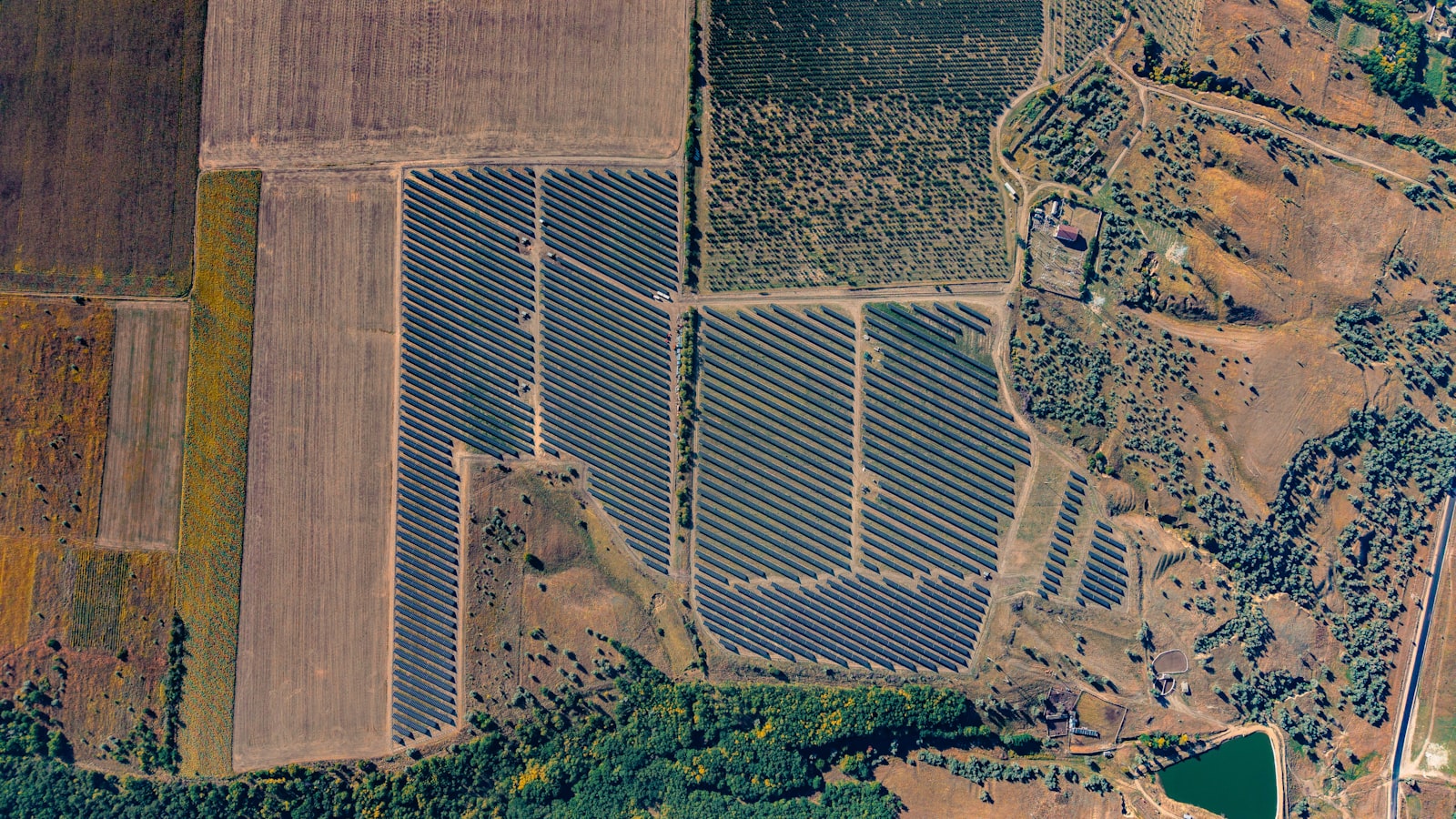 Utility-scale solar panel farm